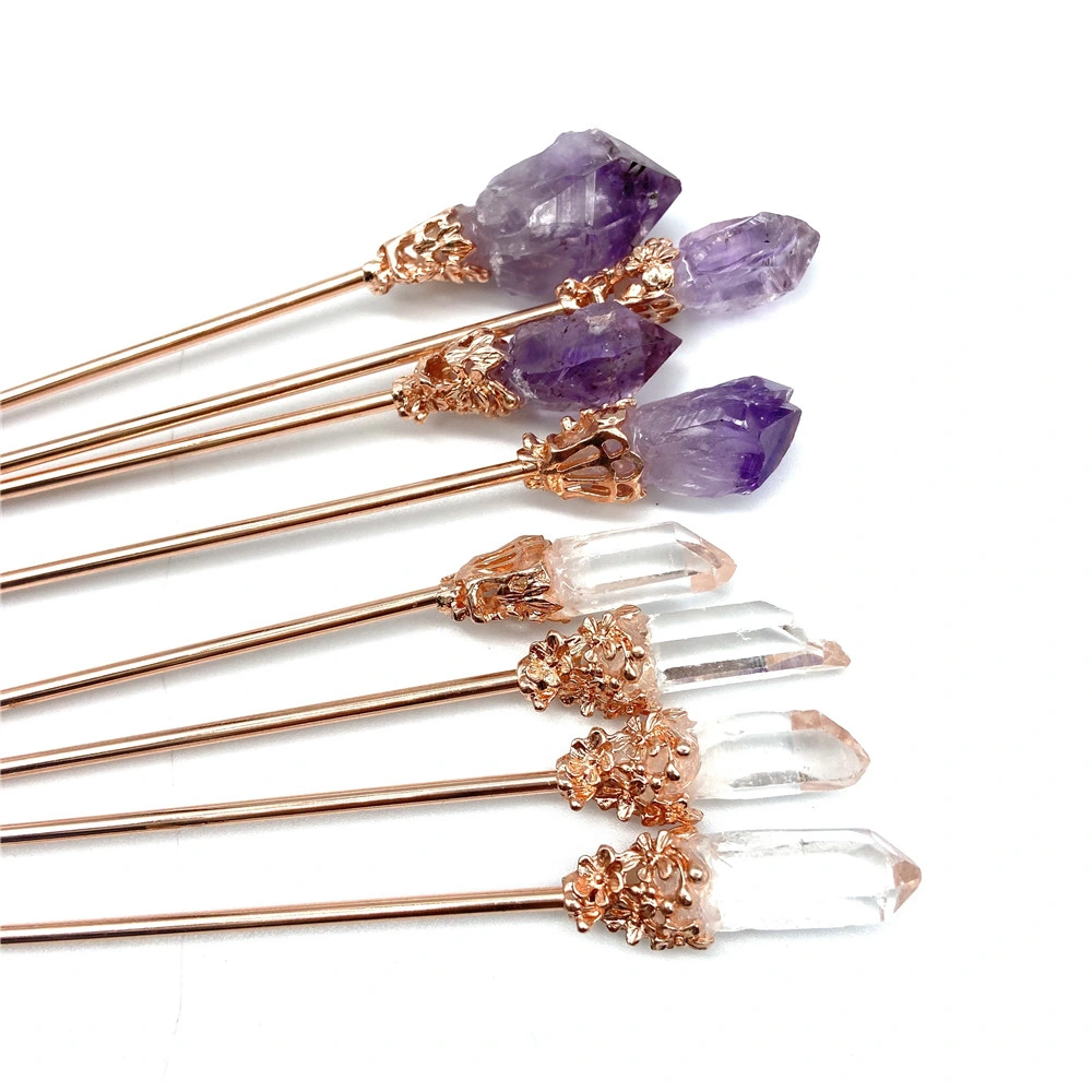 Wholesale Good Price Natural Clear Quartz Crystal Crafts Hairpin