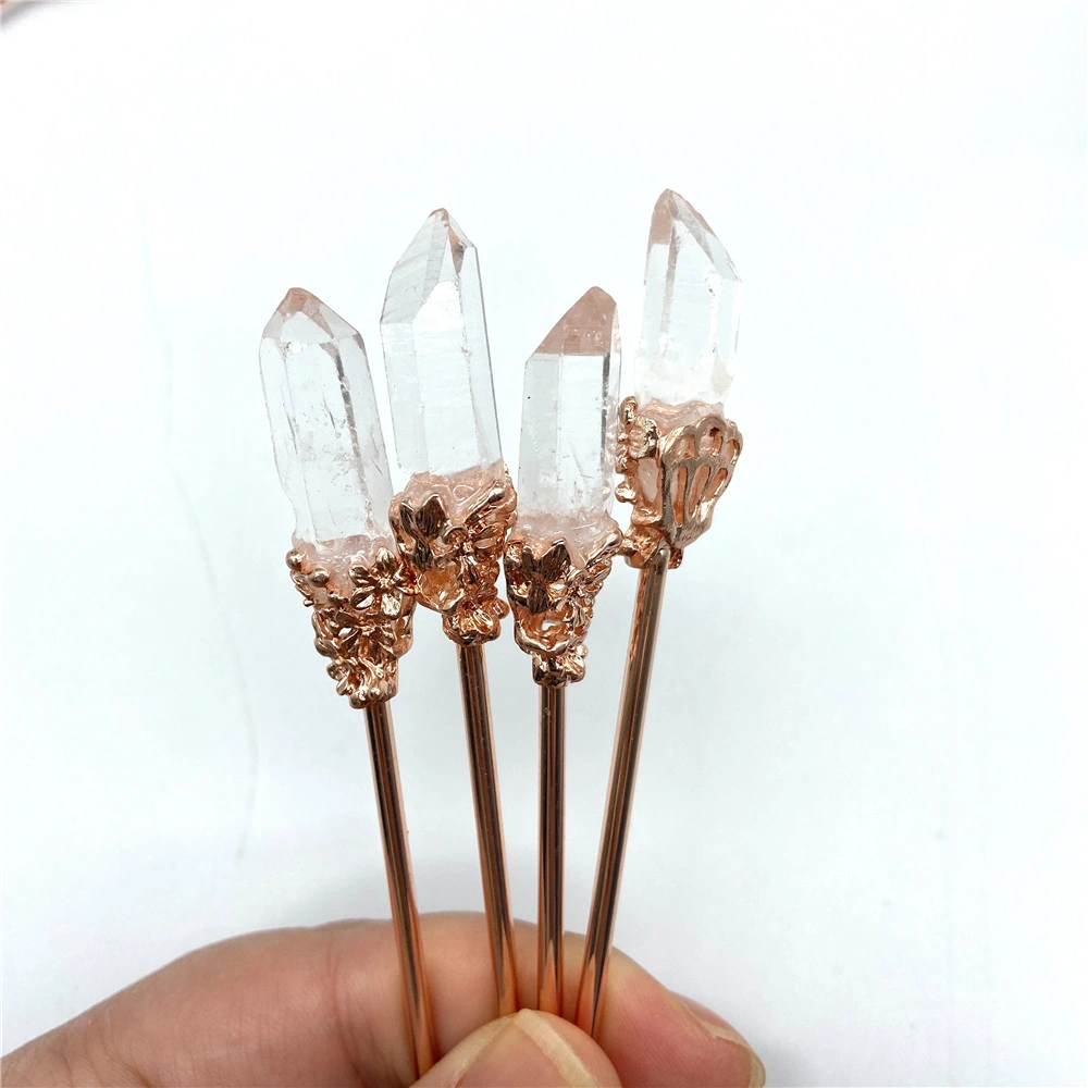 Wholesale Good Price Natural Clear Quartz Crystal Crafts Hairpin