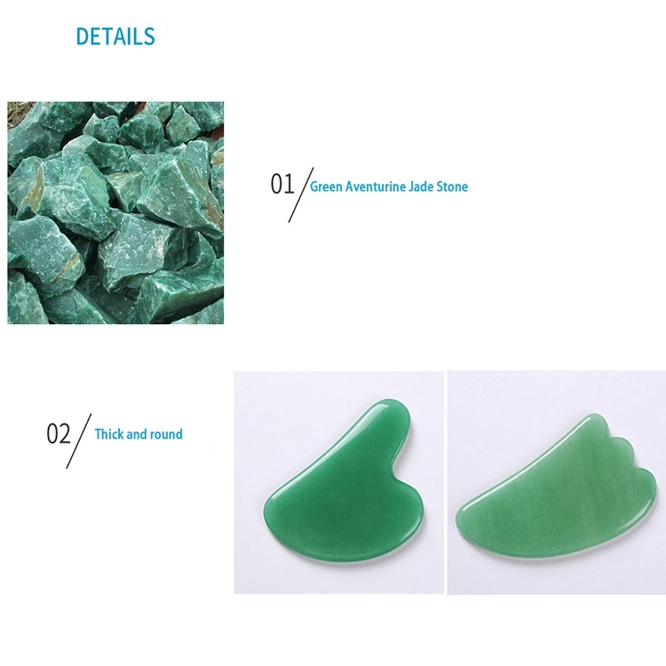 OEM/ODM Natural Green Bian Jade Stone Gua Sha Amethyst Massage Tool Green Aventurine Heart Shape Guasha Roller Set Facial Board