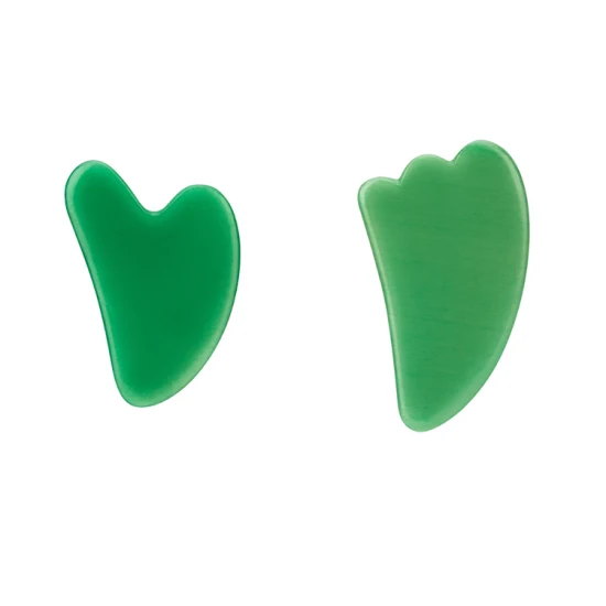 OEM/ODM Verde Naturale Bian Giada Pietra Gua Sha Ametista Strumento di Massaggio Avventurina Verde a Forma di Cuore Guasha Roller Set Bordo Facciale